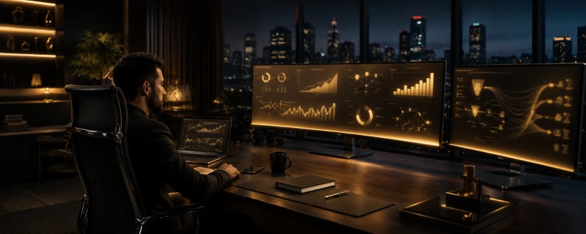 Coach reviewing a profitable ad dashboard
